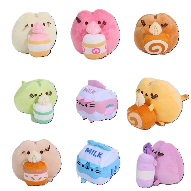 Neues Kawaii Plüschtier Erdbeerkatze Dessertkuchen Sahnetorte Kätzchen-Serie Plüschpuppe Niedliche Katzenfigur Greifautomaten-Puppe