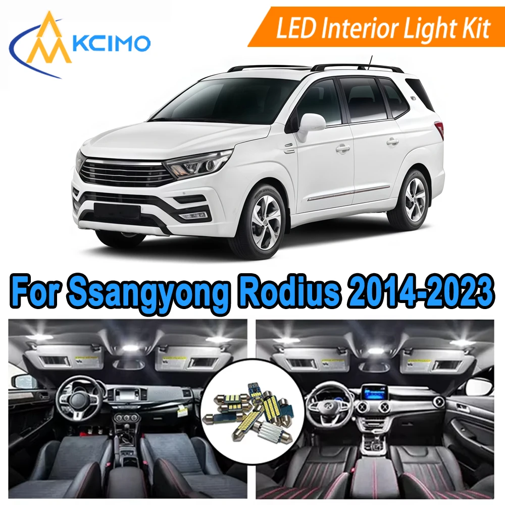 

LED Interior Light Bulb Set For Ssangyong Rodius (2014-2023) Easy Install Bright White/Blue Dome Map Door Courtesy Brights