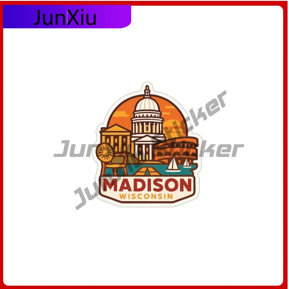 

Madison Wisconsin Sticker Waterproof Vinyl Decal Camping Window Phone Trunk Windshield Camper Sun Living Decals Personalized Pvc