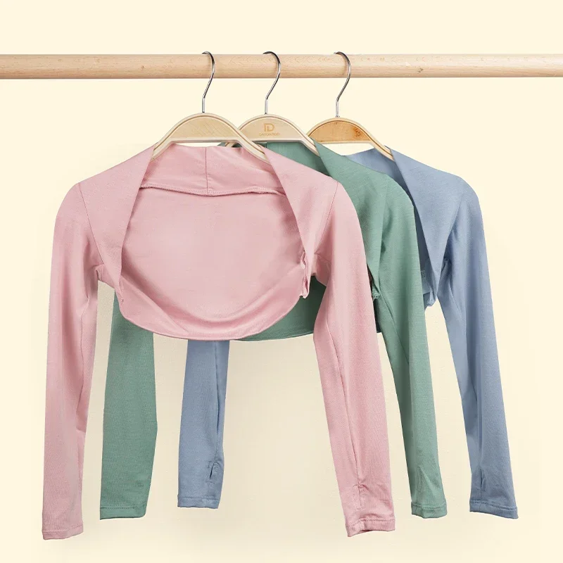 Tops de Ballet elegantes para niñas, manga larga, chal de baile, atletismo, práctica, entrenamiento, abrigo envolvente, camisa para niños, disfraces de baile