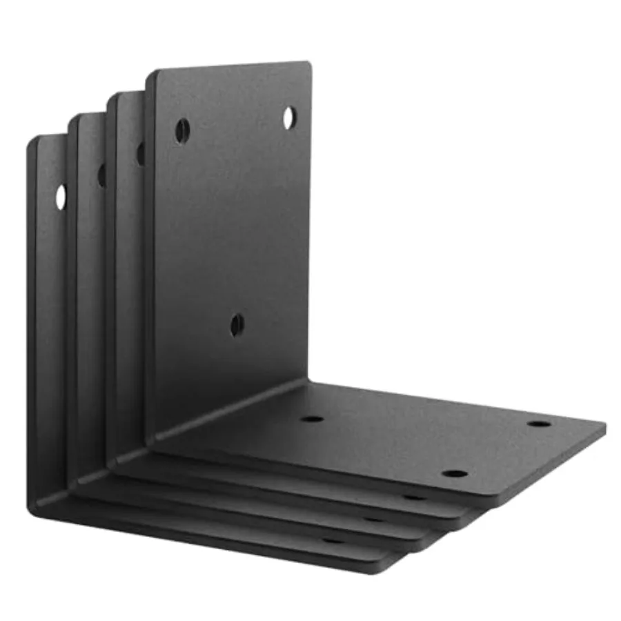 

4 Pack Heavy Duty Corner Angle Brackets for Outdoor Framing 6" x 5" 90 Degree Thickness 5mm 1/5" L Bracket for Wood 6X6