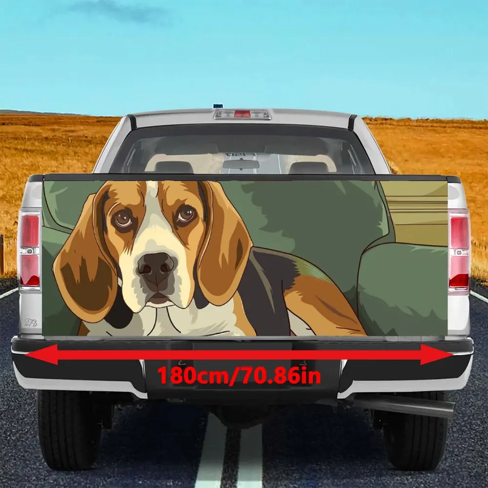 Doubtful Beagle Animla Dog Print Car Tail Trunk Protect Vinly Decal Auto Accessories Hood Decoration Sticker for Off-road Pickup