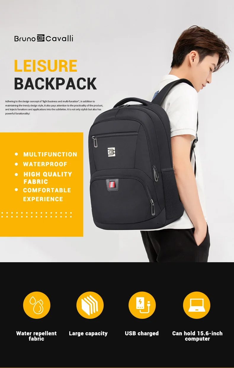 Backpack Men's Backpack, Large Capacity Travel Bag, 15.6-inch Game Book Computer Bag, Student Backpack