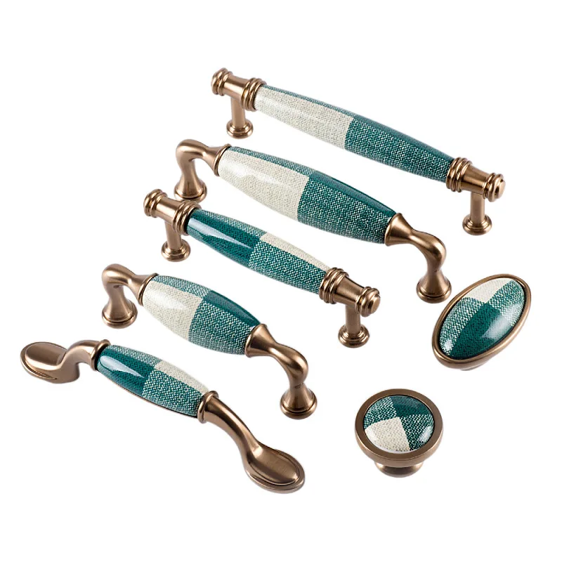 

2 шт. синих керамических ручек для шкафов в американском антикварном стиле, мебельные ручки для ящиков, кухонные ручки для дома и ремонта