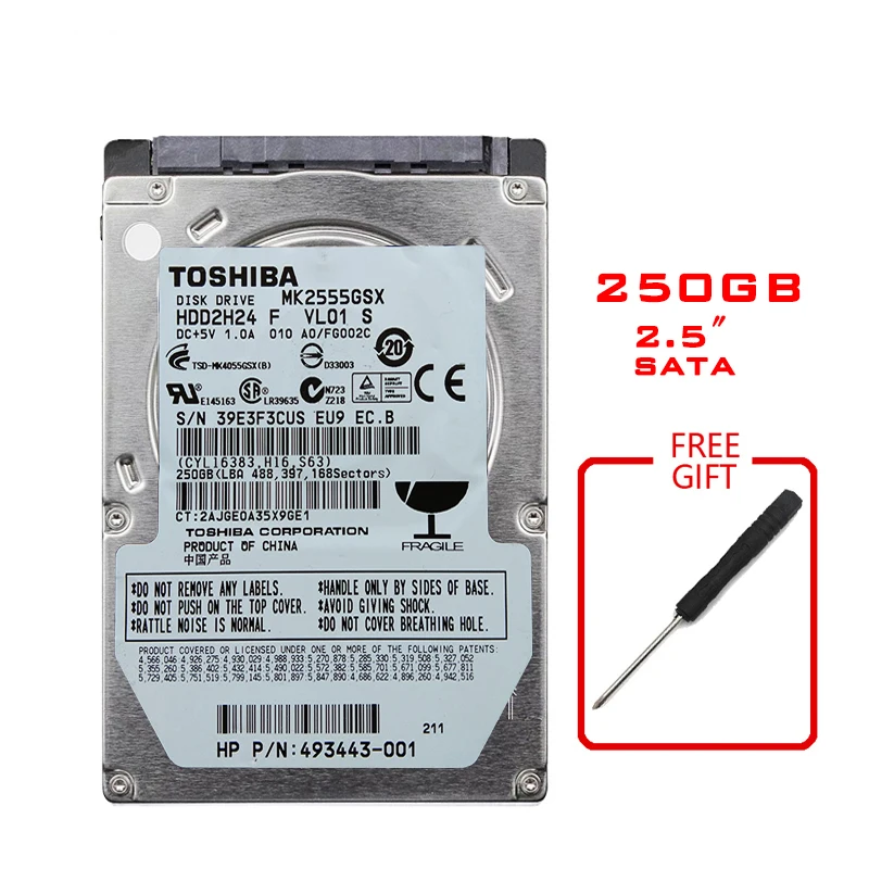 Внутренний жесткий диск LS Toshiba 2,5 дюйма SATA2, 120 ГБ, 160 Гб, 250 ГБ, 320 ГБ, 500 Гб, 1 ТБ, 2 ТБ, 5400-7200 об/мин