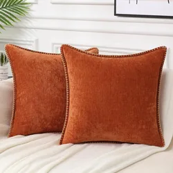 Solid Chenille Cushion Cover 45x45 Pillow Cover 30x50cm Velvet Decorative Throw Pillow Case Soft Luxury For Living Room Decor