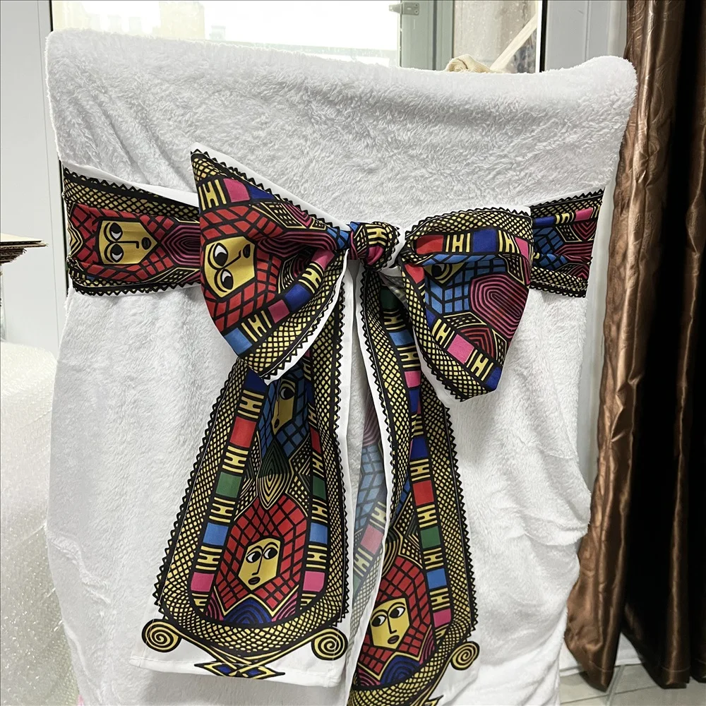 Eritrean Ethiopian Satin Chair Bow Sashes Wedding Chair Knots Ribbon Butterfly Ties for Party Event Hotel Banquet Home Decor