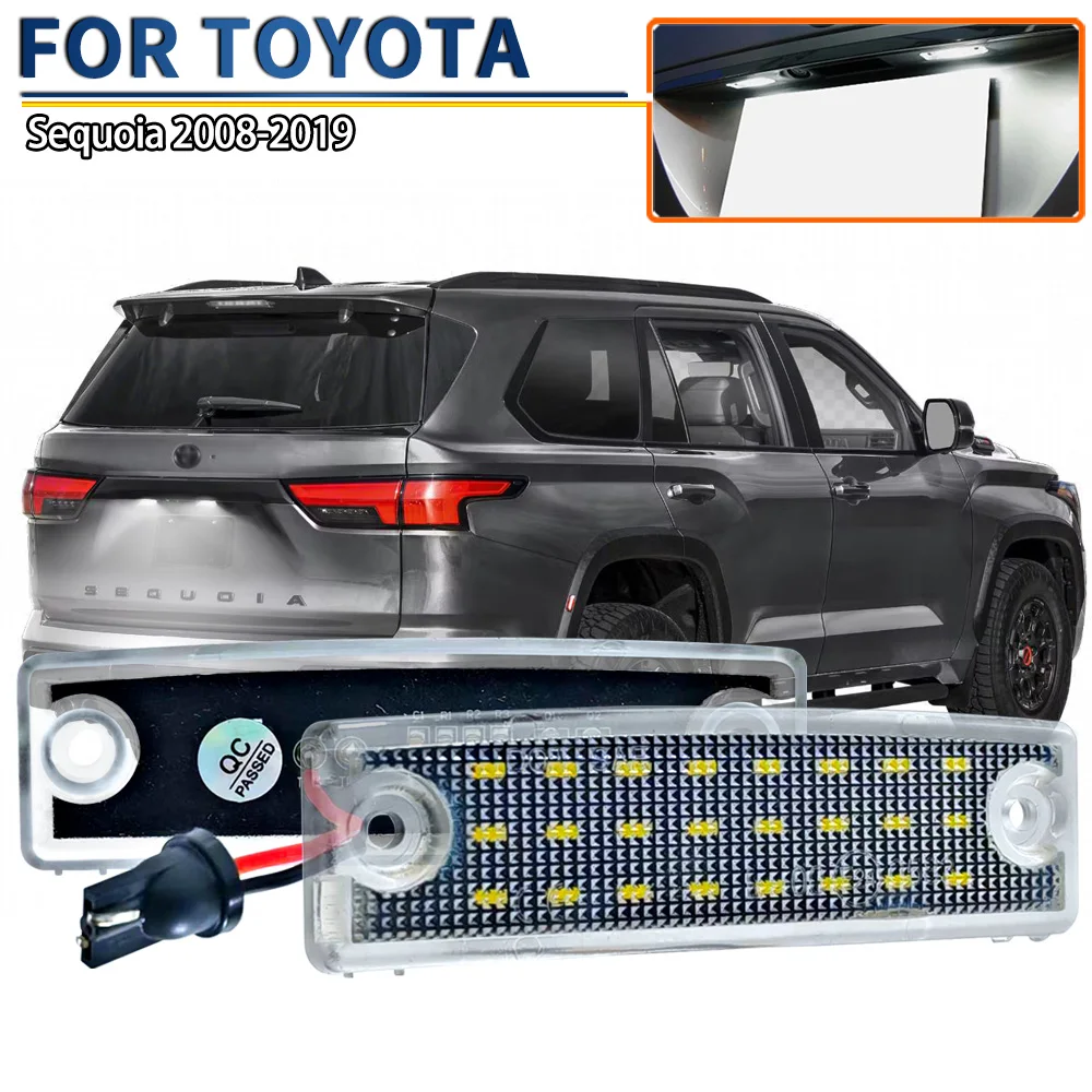 2Pcs LED Rear License Number Plate Lights Assembly For Toyota Sequoia 2008-2015 2016 2017 2018 2019 License Plate Lamps the Car