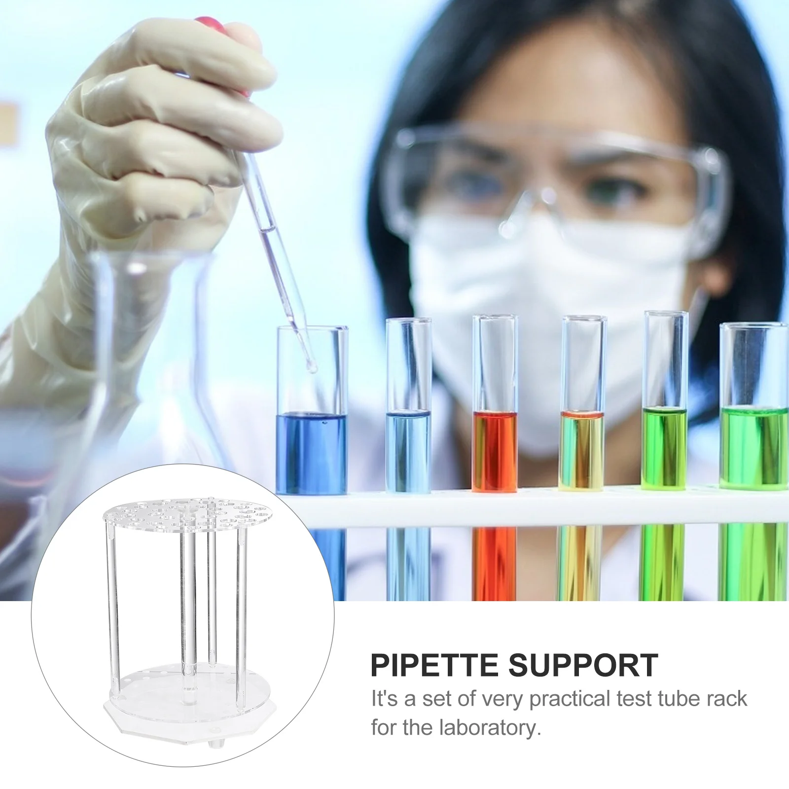 

1Set Rotating Test Tube Rack Practical Tube Holder Laboratory Storage Organizer Durable Natural Material Reusable