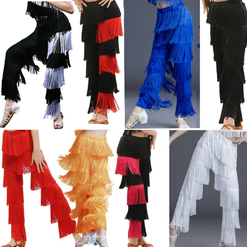 Adult Latin Dance Pants Competition Practice Tassel Pants Girl ballroom dress  zapatos baile latino mujer