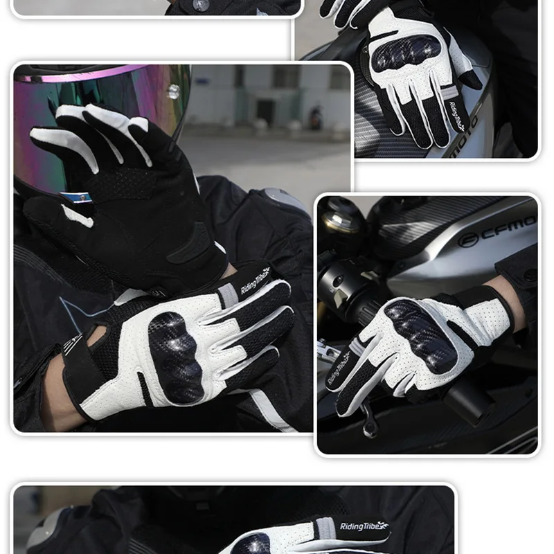 Motorcycle Leather Gloves Carbon Fiber Shell Suitable for Bike Gloves Skateboard Gloves Outdoor Gloves