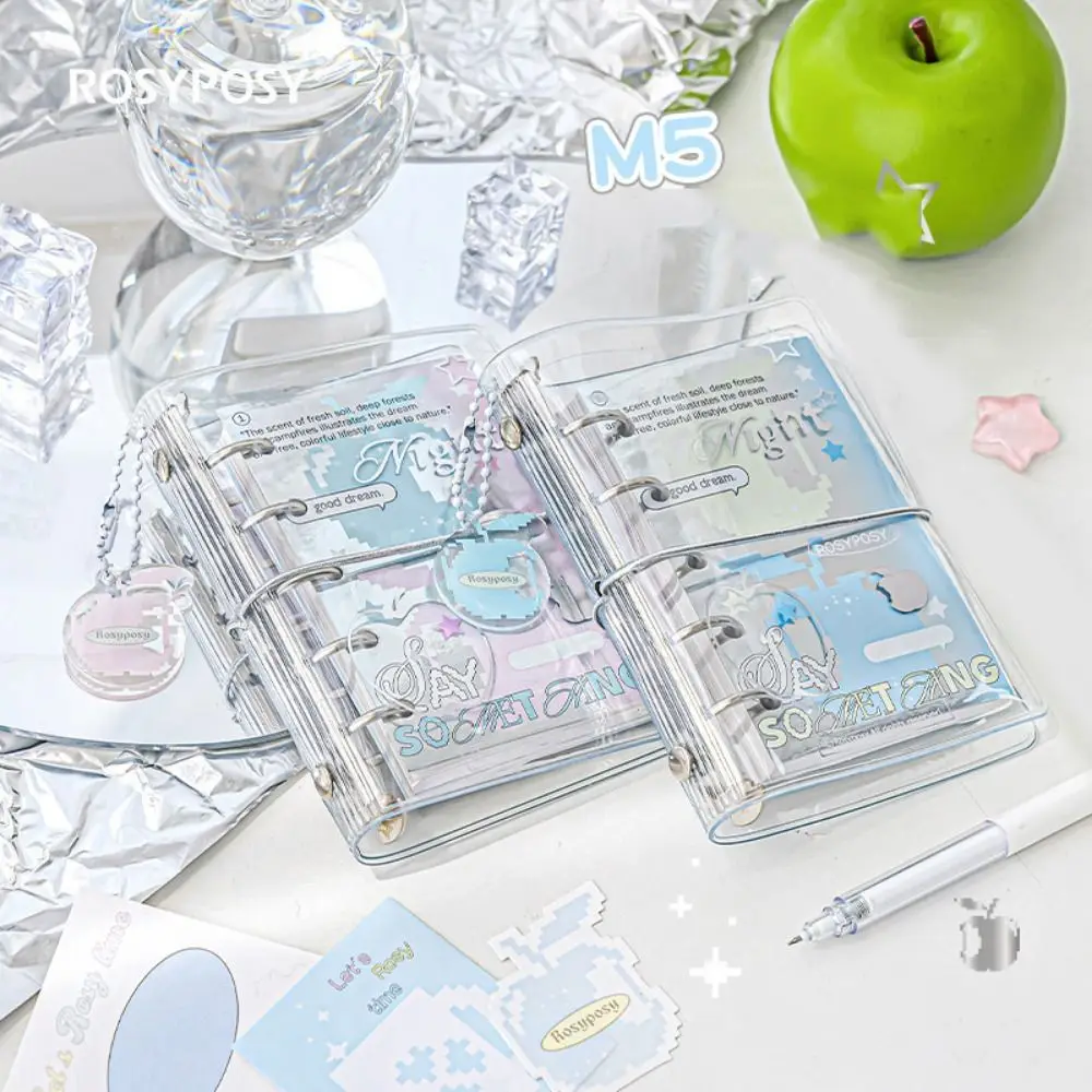 

Stationery Hand Ledger M5 Pocket Binder Notebook Portable Mini Loose-leaf Notebook Binder Aesthetic Hand Account Book School