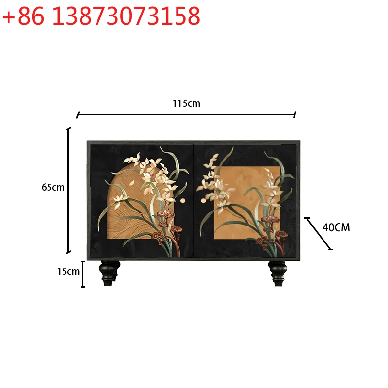 

French medieval style classical flower corner cabinet living room solid wood storage triangular cabinet entrance decorative