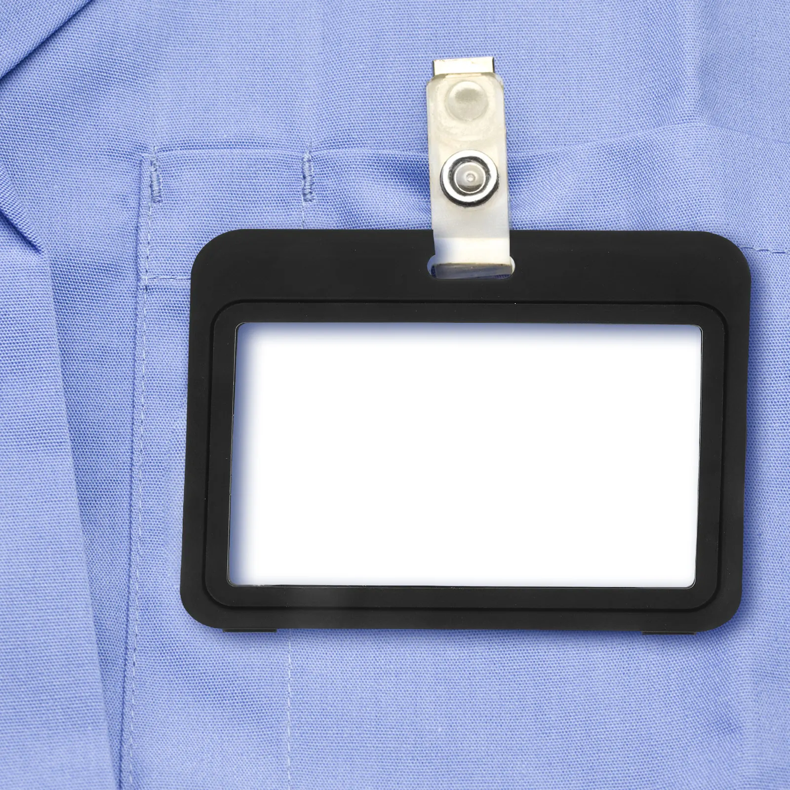 12Pcs Horizontal Double-Sided Transparent Plastic Id Holder Flip Open Badge Sleeve for Work Credentials Staff Badges School