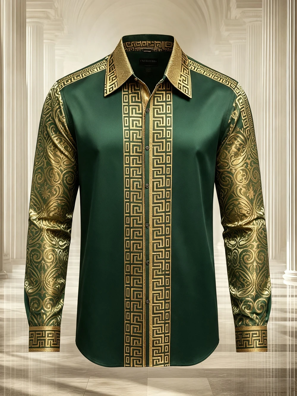 Chemise en polyester satiné doux et luxueux pour homme, design rétro, chemise formelle, idéale pour les affaires, les fêtes, les festivals, cadeau pour homme