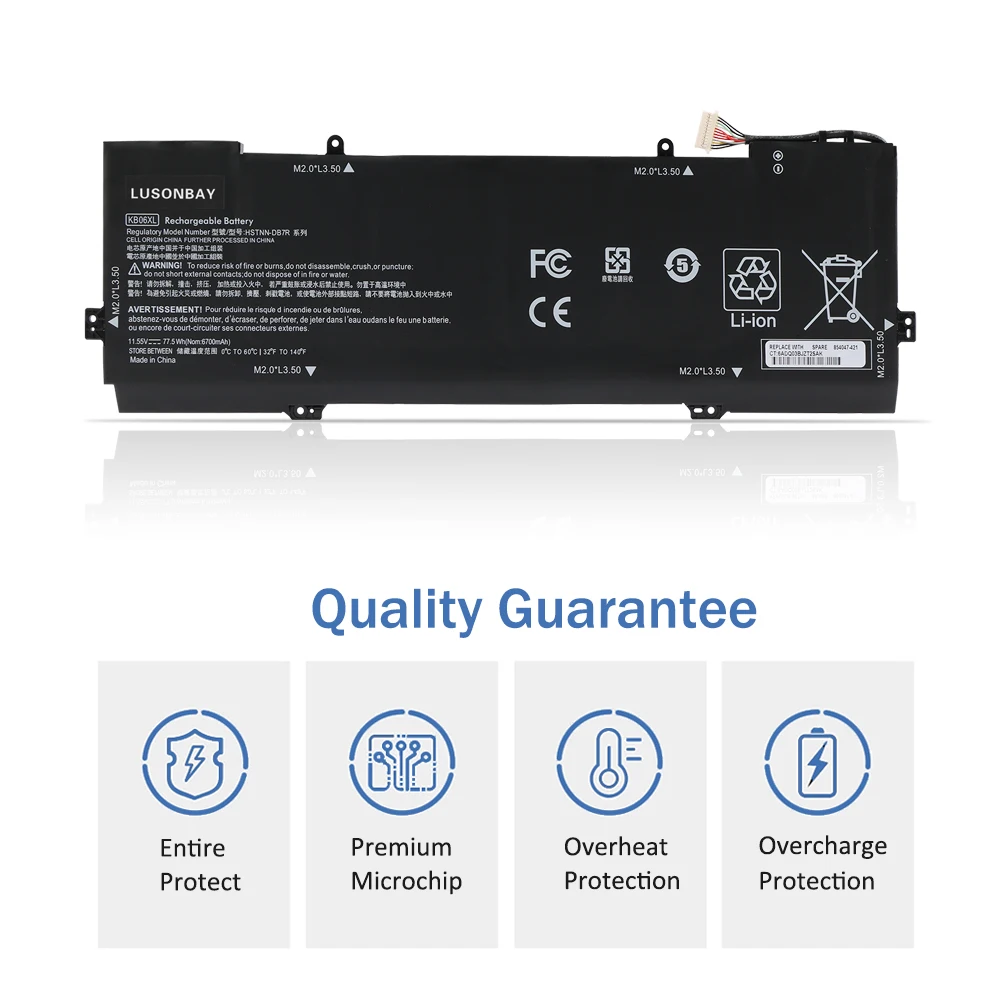 LUSONBAY KB06XL HSTNN-DB7R 902401-2C1 TPN-Q179 Laptop Battery For HP Spectre x360 15-bl051sa 15-bl030ng 15-bl000 15-b 77.5WH