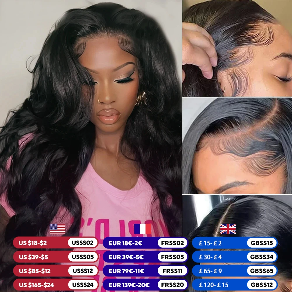 

13x6 180% Density Body Wave Lace Front Wigs Human Hair Pre Plucked 13x4 HD Transparent Lace Frontal Wigs Human Hair For Women