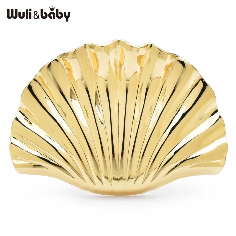 Wuli&baby Stainless Steel Shell Brooches For Women Unisex 2-color Cool Office Party Brooch Pins Gifts