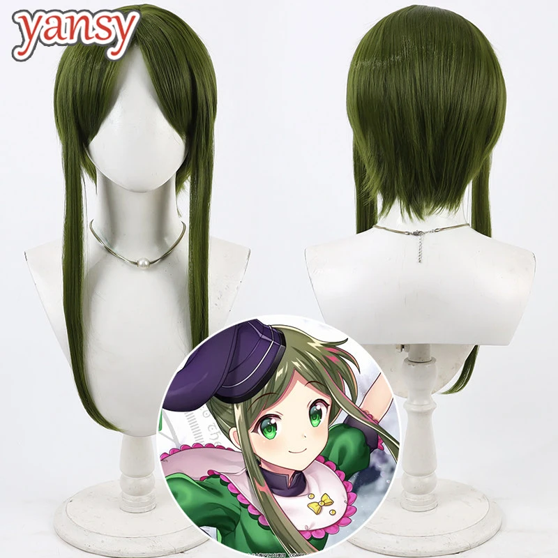 Yansywig Synthetic Hair Mai Teireida Cosplay Wigs Game Touhou Project Mai Teireida 50cm Long Turquoise Green Wig Heat Resistant