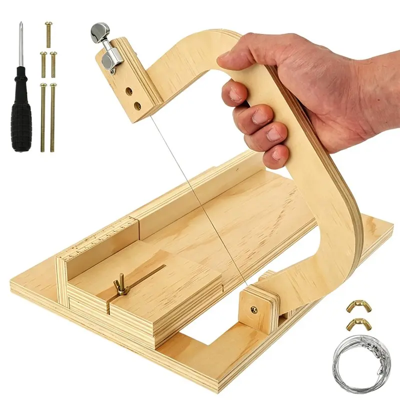 

A25F-Wooden Soap Cutter Adjustable Wire Handmade Soap Making Slicer Multipurpose DIY Tool For Candles Trimming Cheese Butter Bre