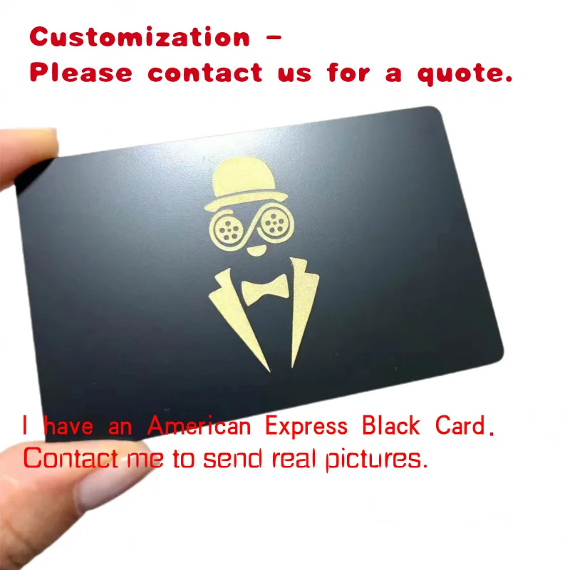 custom.Custom Engraved Stainless Steel NFC Metal ID Card Blank Black  Aluminum Business Member Cards With Chip