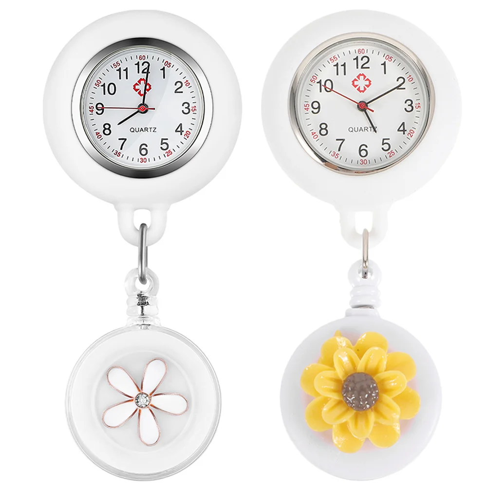 

2Pcs Nurse Retractable Clip on Pocket Watches Durable Nursing Watches for Nurses Accessories Work Nurse Fob Watch for Nurses