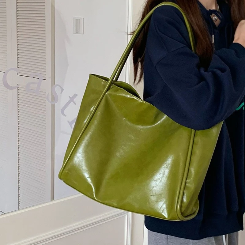 2026 Women New Vintage Shoulder Bags Lady Work Commute Large Capacity Handbag Female Korean Style Street Fashion Tote Bag - view 3