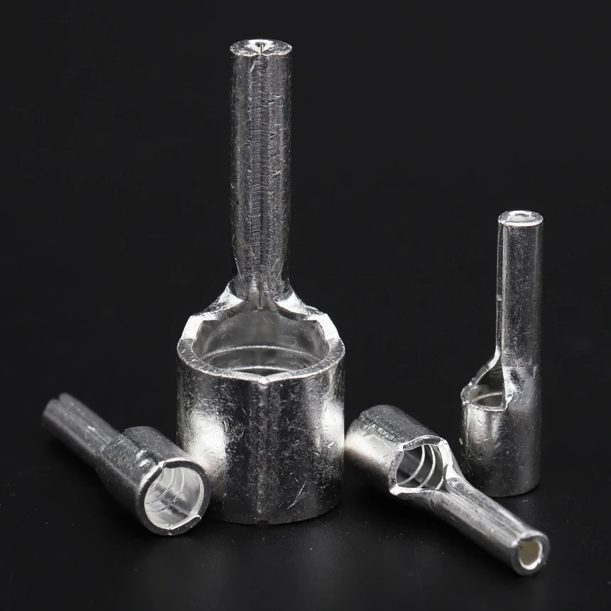 PTN 1.25/2/3.5/5.5/10/16/25/35/50 Copper Electrical Wire Cable Non Insulated Splice Lug Connector Needle Pin Crimp Terminal 