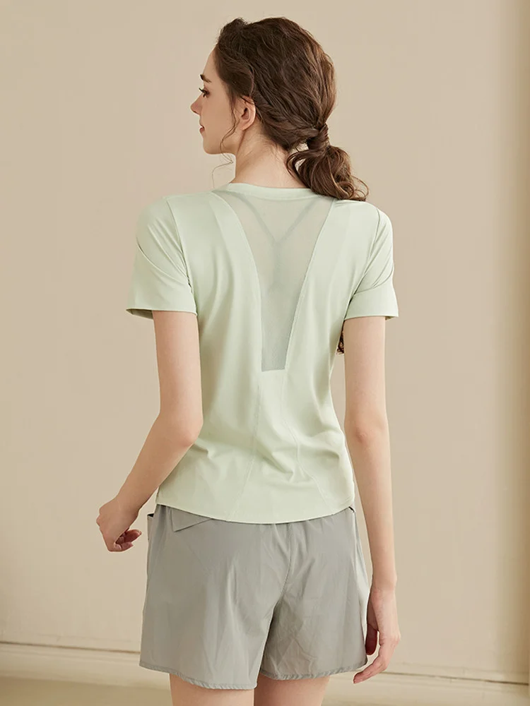 

Women's Yoga Fitn Top ort Sve Running Sport Me Patchwork Qui Dry 2025 New Summer Faion Sensation T-irt