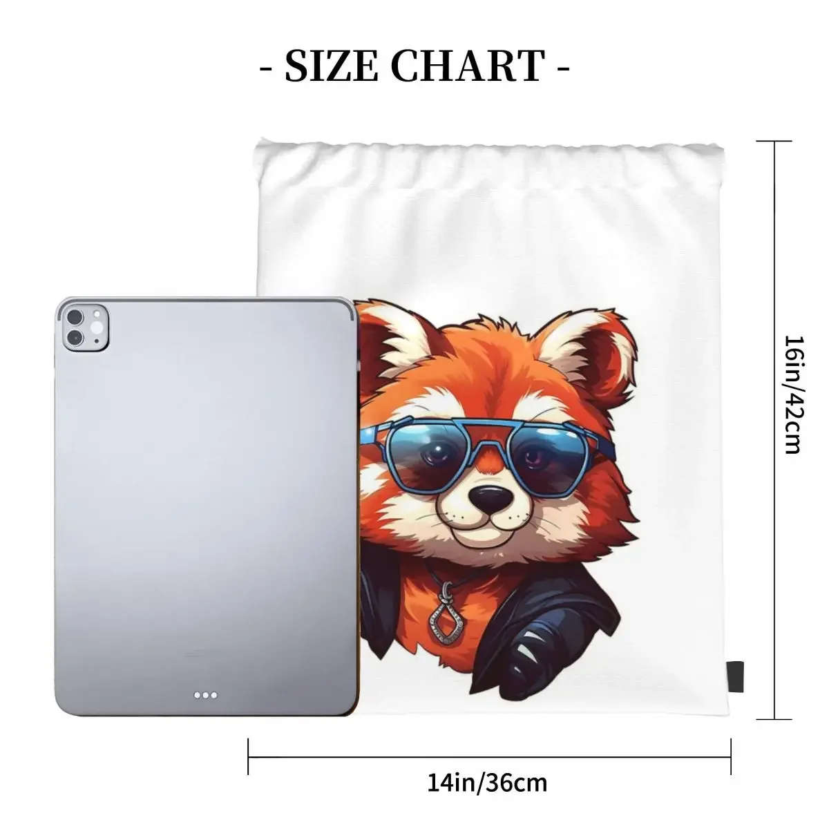 Mochila Kawaii RedPanda con gafas de sol, bolsa informal portátil con cordón, paquete de bolsillo, artículos diversos para estudiantes de viaje