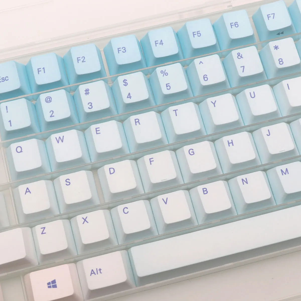 87 Keys Frost Blue Keycaps Cherry Profile PBT Dye-Sub Keycap For Mx Switch Gaming Mechanical Keyboard