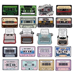 Tape Video Recorder Enamel Pins Fax Typewriter Machine Cartoon Brooches Backpack Lapel Badge 80's Retro Accessories for Gift