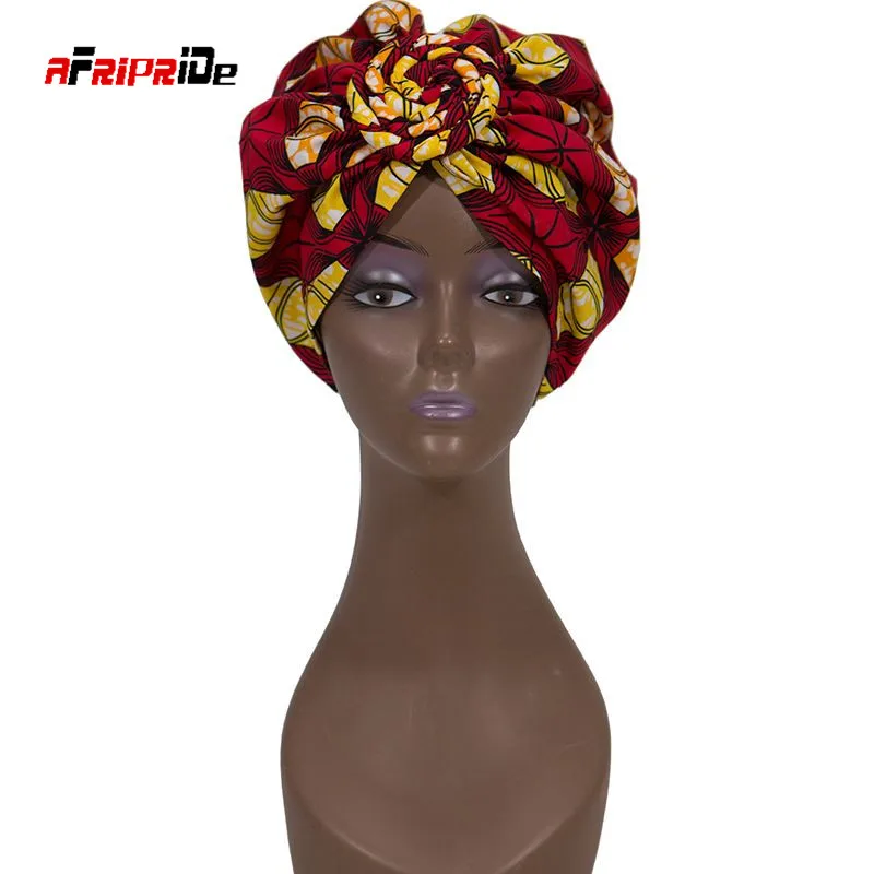 Auto Gele Ready to Wear Flower Head Tie Multicolor Nigerian Pre Styled Party Head Wrap Pure Cotton Turban for Wedding WYB448