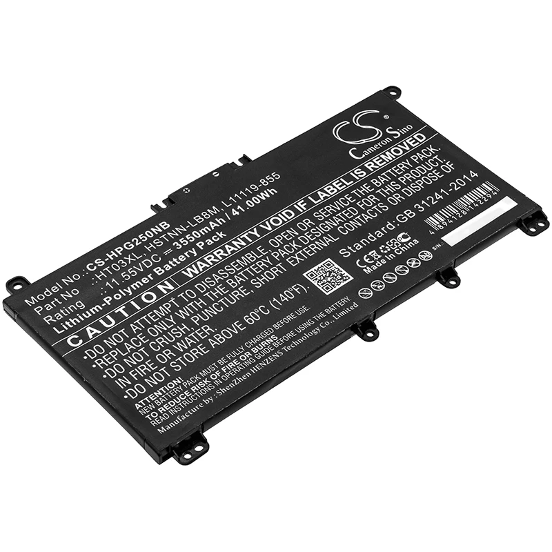 

Аккумулятор CS 3550 мА · ч/41.00втч для HP 14-CE1008TX,14-CF0005NI,14-CF0008NT,L11421-421,TPN-Q208, TPN-Q209, TPN-Q210