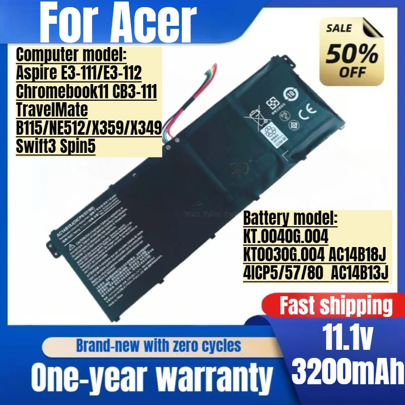

Для Acer Aspire E3-111/E3-112 Chromebook11 CB3-111 TravelMate B115/NE512/X359/X349 Swift3 Spin5 AC14B18J AC14B13J Аккумулятор для ноутбука
