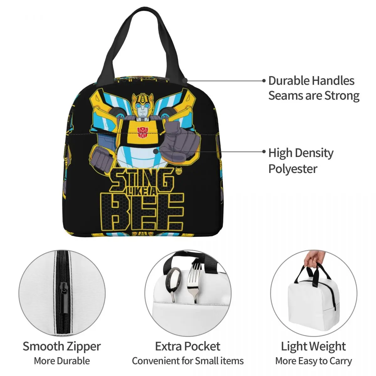 Transformers Autobots Lunch Bags Insulated Bento Box Portable Lunch Tote Resuable Picnic Bags Cooler Bag for Woman Kids Office