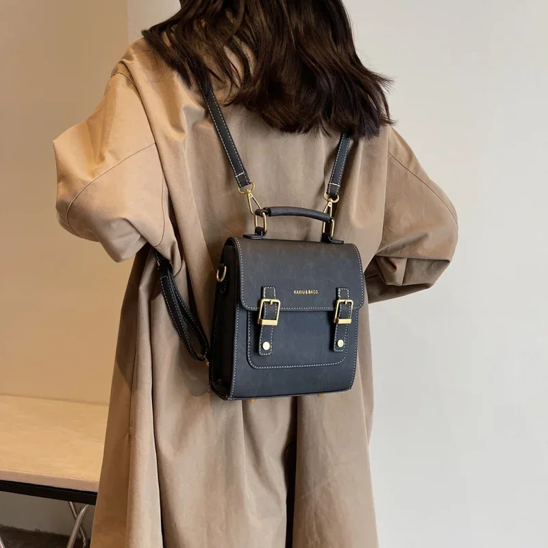 Women Fashion Backpacks 2024 Luxury Designer Handbags Vintage Pure Color Rucksacks Female Shoulder Crossbody Bags Mochila