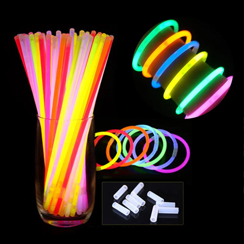 10/25/50/100 Uds. Barras Fluorescentes, Pulseras Luminosas, Artículos para Fiestas, Barras Luminosas Multicolores, Brillantes, Coloridas y Flexibles TMZ