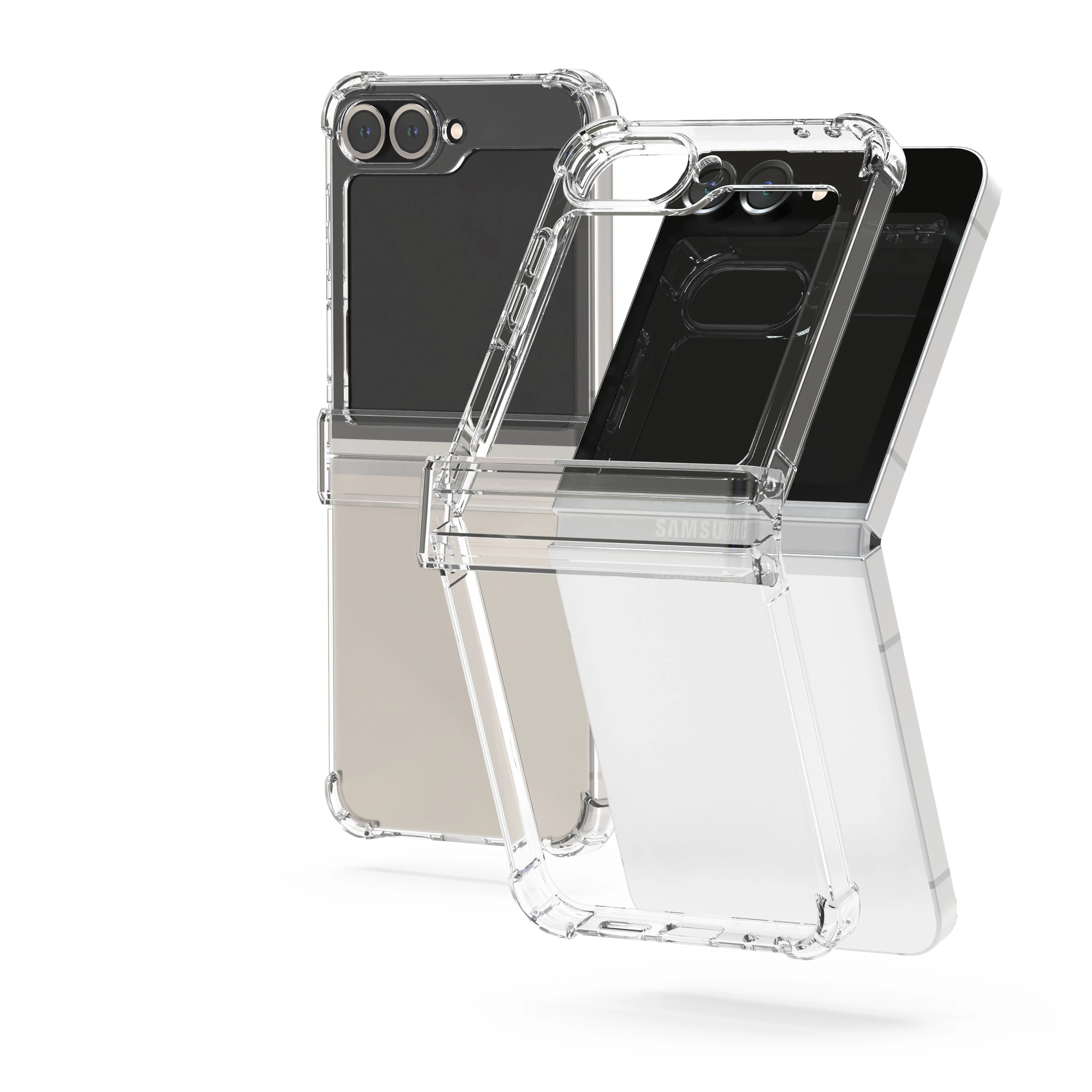 Transparent Shockproof Folding Phone Case for Samsung Galaxy Z Flip 6 5G Full Protection TPU Cover