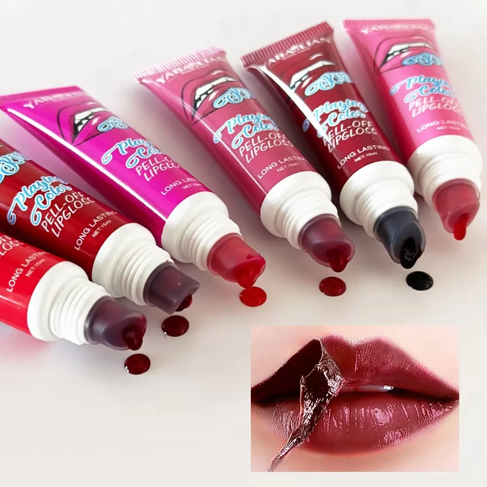 Peel Off Lip Gloss Contorno opaco Contorno Tatuaggi Labbra Macchia Trasferimento Resistente Strappo Rosa naturale Tinta labbra Trucco impermeabile