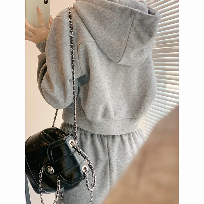 

Женский комплект с двойной молнией: худи и брюки, осенняя новинка 2024, повседневный кардиган и брюки, удобный хлопковый комплект из двух предметов