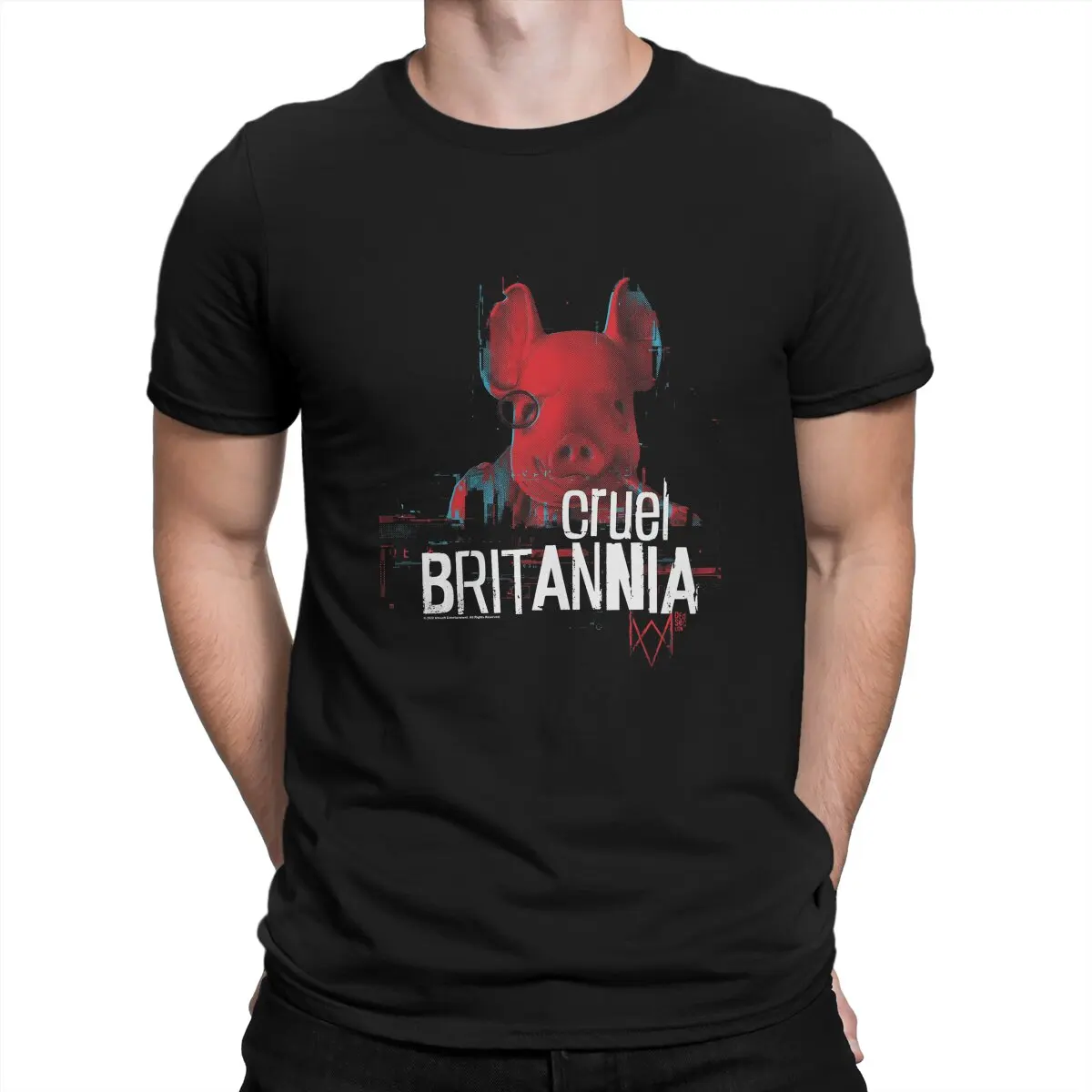 Men T-Shirts Legion Pig Mask Cruel Britannia Funny Tees Short Sleeve Watch Dogs T Shirts Round Collar Tops Printed