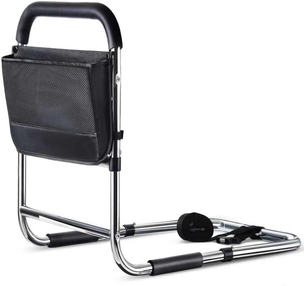 Bed Assist Rail for Seniors, ASTM Approved, No Legs, Storage Pocket, Floor Support - Easy In/Out Safely