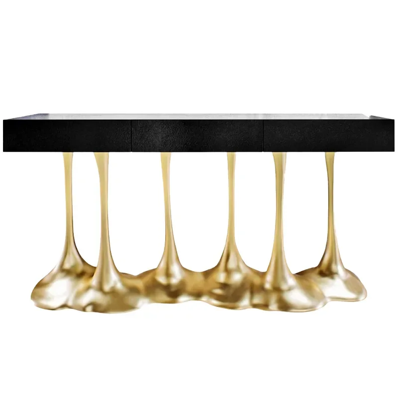 Modern creative modern design Melted brass foot porch cabinet, entrance table against the wall