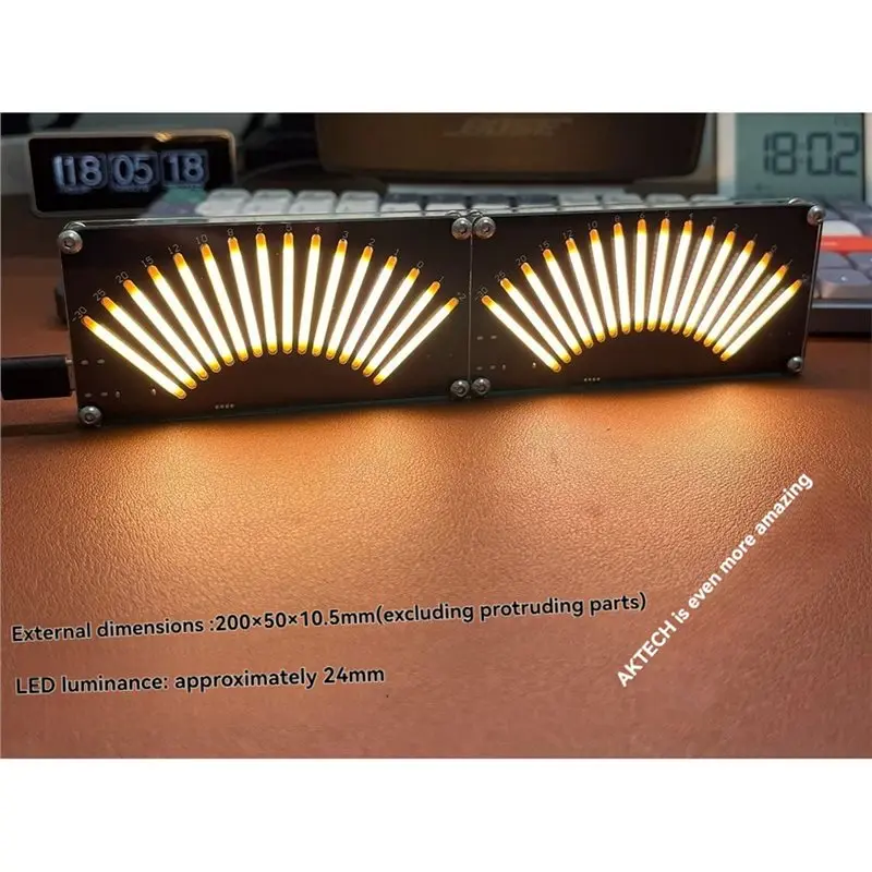 ABKP-Music Level Indicator 2-CH Retro Design 16-Bit AGC Adaptive With Memory Function Music Spectrum Display