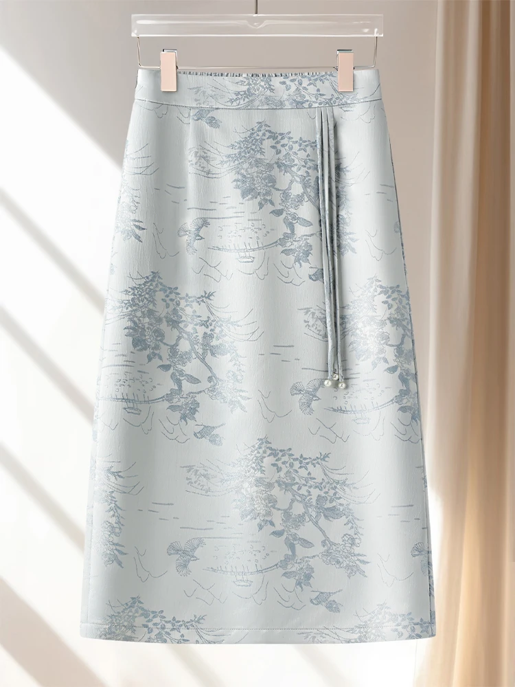 

New Chinese Style High Waist Slimming Straight A-Line Skirt Women's Summer Thin High Waist Straight Tube Skirt