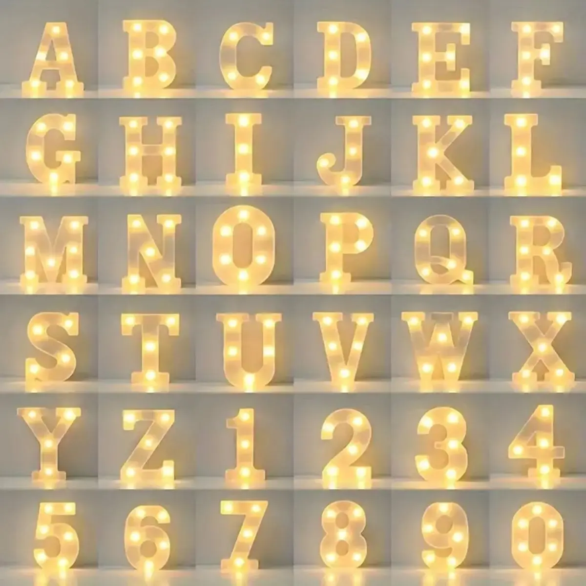 1pc,Led Letters Lights 26 Alphabet, Light Up Number 0-9， Holiday Accessory Battery Powered Lighted Letters (Warm White)