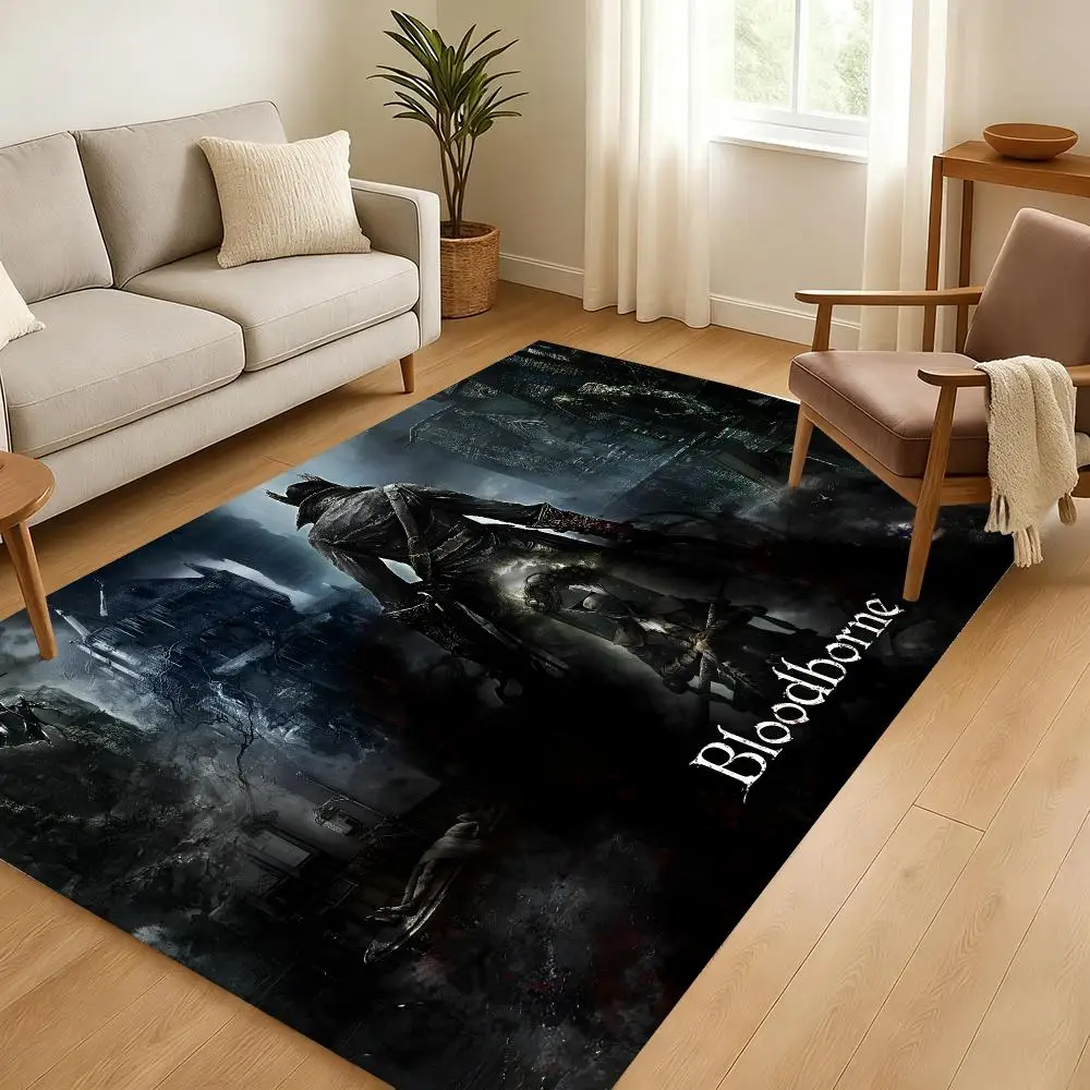 Blood-borne game Floor Mat Soft Thickened Absorbent Non-Slip Bedroom Living Room Door Mat Home Decor Flannel Rugs