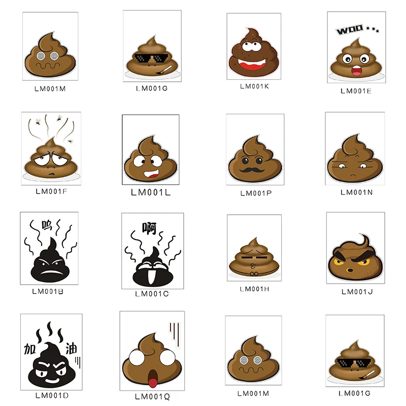 Funny Poop Toilet Stickers Vinyl Decals Wall Sticker Cute Poo Removable Waterproof Home Decoration Poster