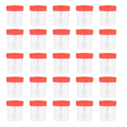 25 Pcs Plastic Containers Stool Sampling Cup Fecal Urine Specimen with Scale 40ml Medical Sample Cups Sputum